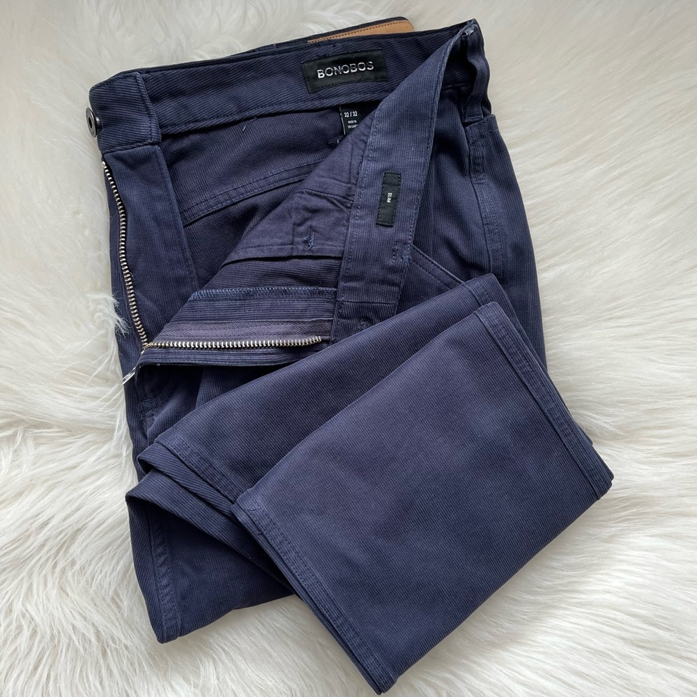 New Bonobos Men’s 5 Pocket Bedford Pants Slim 32x32 32 Navy Blue